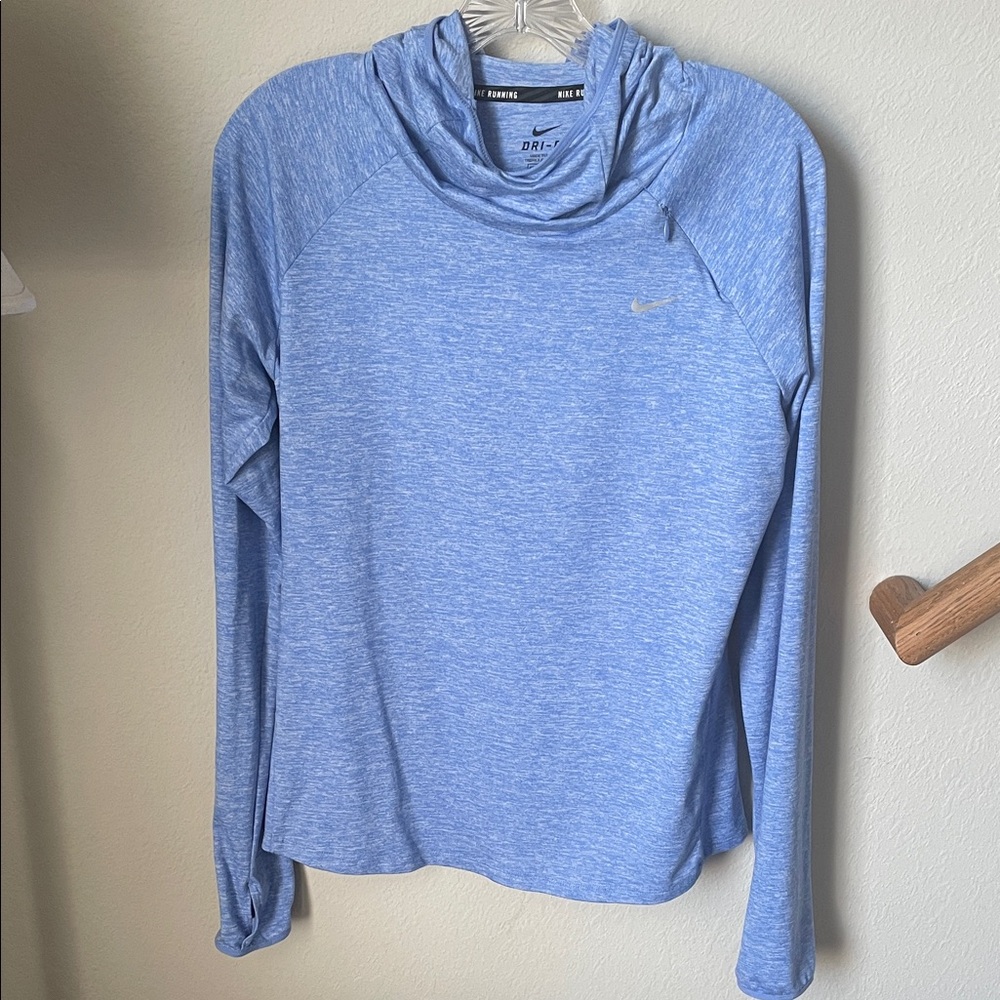 Nike Light Blue Heather Hooded Dri-FIT Top